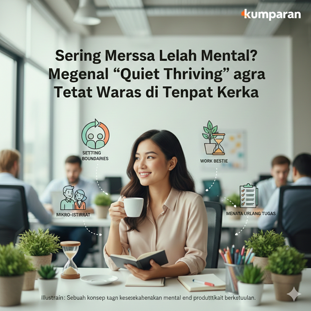 Ilustrasi: Dok. Istimewa / AI Generated. Seorang profesional sedang menikmati waktu jeda di sela pekerjaan untuk menjaga kesehatan mental.