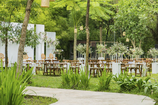Area wedding outdoor di The Kharma Villas Yogyakarta. Foto: Dok. The Kharma Villas