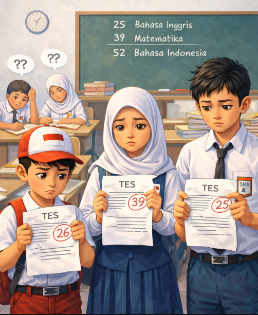 Hasil TKA SMA menjadi cermin bersama: perbaikan pembelajaran harus dimulai dari proses, bukan sekadar mengejar angka tes. (Sumber: ChatGPT)