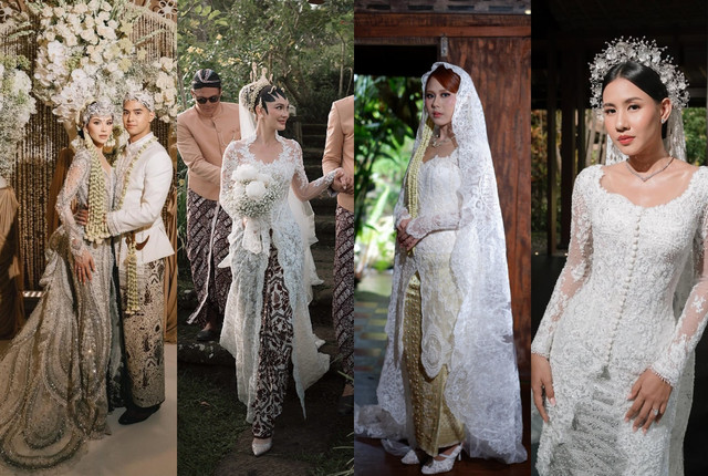 Deretan 4 kebaya selebriti yang menikah di tahun 2025. Foto: Instagram @alyssadaguise, @sheninacinnamon, @lunamaya, Wiranti Kurnia