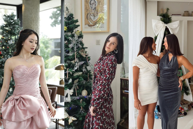 Tampilan selebriti saat momen natal. Foto: Instagram @natashawilona12, @wulanguritno, @jenniferbachdim