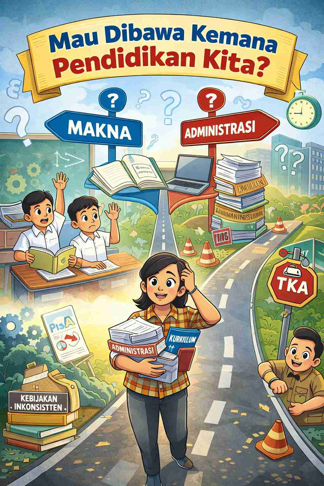 Mau dibawa Kemana Pendidikan Kita? ( Sumber : Ilustrasi dibuat AI)