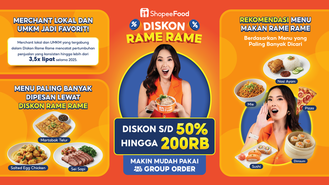 Melalui kampanye Diskon Rame Rame ShopeeFood, para merchant dan UMKM berhasil menaikkan penjualan hingga 3,5 kali lipat selama 2025. Foto: dok. Istimewa