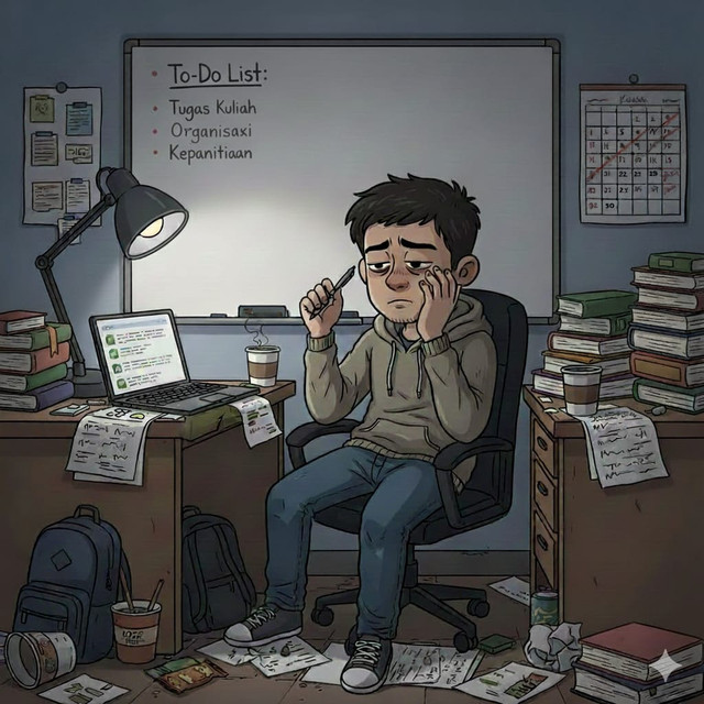 Ilustrasi lelah karena tugas-tugas. Foto: Gemini AI