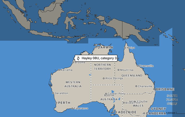 Siklon Tropis Hayley mendarat di Australia, kategori 3 (30/12/2025). Foto: bom.gov.au/