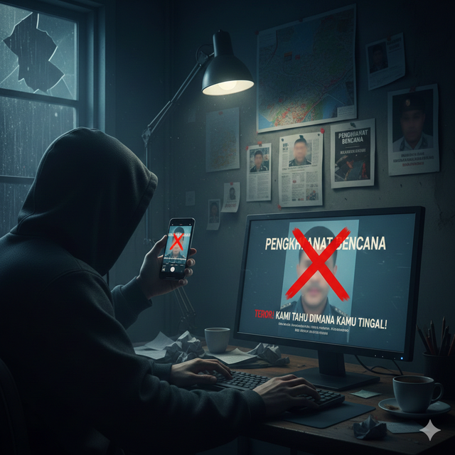 Ilustrasi Teror dalam penanganan bencana (Foto: Gemini)