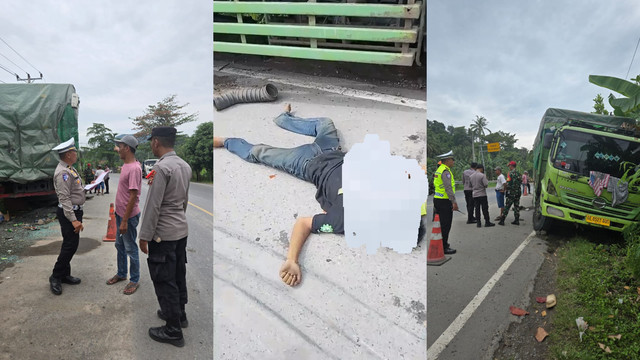 Lakalantas di Jalan Lintas Sumatera tepatnya dekat pintu masuk Pantai Sebalang, Lampung Selatan. | Foto: Dok Istimewa