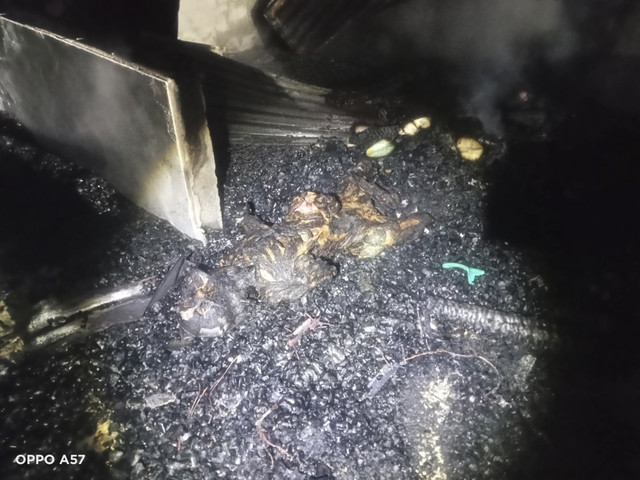 Kebakaran menghanguskan dua rumah milik warga di Tapanuli Utara, Kamis (1/1/2026). Foto: Dok. Humas Polres Tapanuli Utara