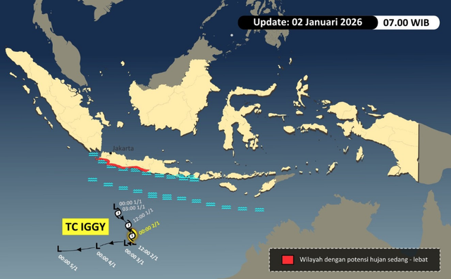 Siklon tropis Iggy terbentuk pada 1 Januari 2025. Foto: Dok. BMKG