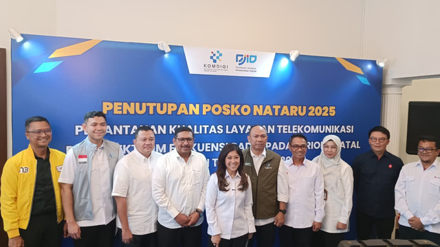 Menteri Komunikasi Dan Digital RI (Menkomdigi) Meutya hafid saat sambutannya dalam Acara Penutupan Monitoring Nataru di Kantor Pusat Pos Indonesia, Bandung (5/1). Foto: Abisatya Ramdhani/ Kumparan
