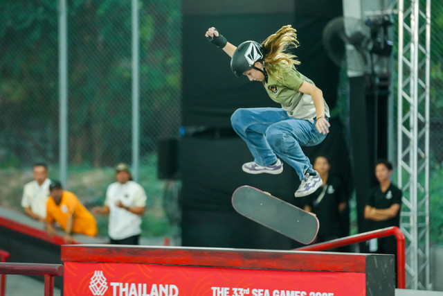 Wayan Malana saat tampil di SEA Games pada Desember 2025 di Extreme Park, Huamark Sports Complex, Bangkok, Thailand. Foto: NOC Indonesia/Rizki Fitrianto