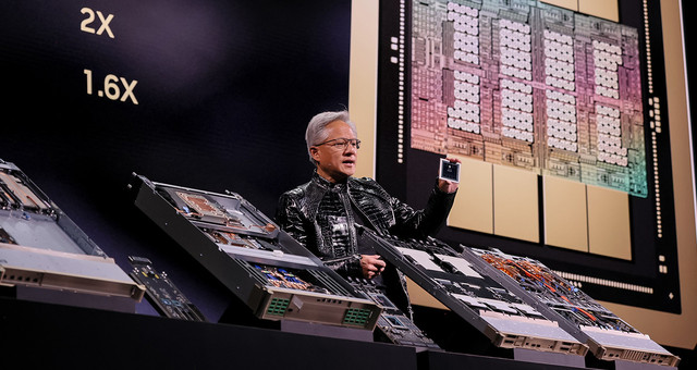 CEO Nvidia Jensen Huang mengumumkan serangkaian chip AI flagship baru bernama Vera Rubin. Foto: Nvidia