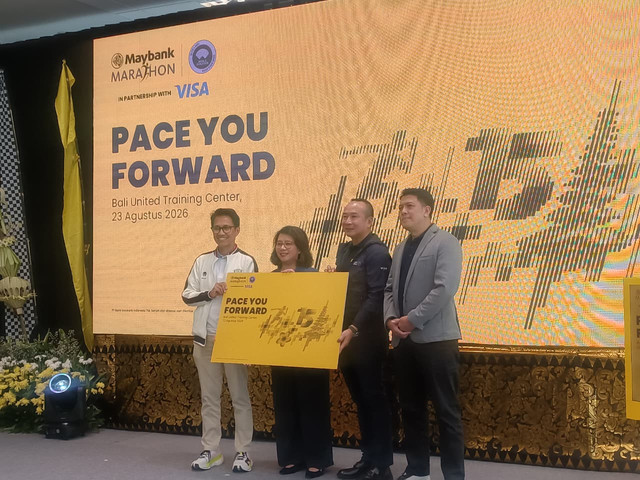 Maybank Bersama dengan PASI dan VISA meresmikan Penyelenggaraan Maybank Marathon 2026 yang akan dihelat di Bali di kantor Maybank, Jakarta pada Kamis (8/1). Foto: Ryan Iqbal/kumparan