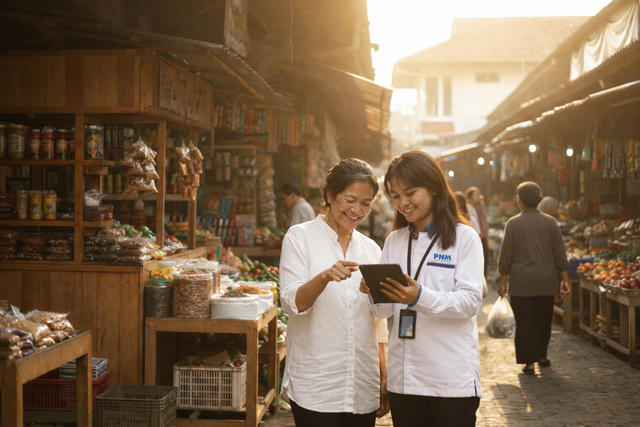 Account Officer (AO) bersama nasabah PNM. Foto: Dok. PNM