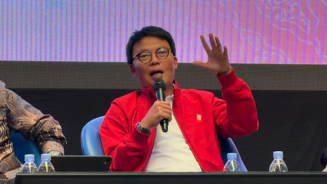 Direktur Utama Telkomsel, Nugroho, dalam sesi talkshow di acara Trilogi Pitching Festival, Driving Change Series 6, yang digelar di Universitas Trilogi, Jakarta, Kamis (8/1). Foto: Muhammad Fikrie/kumparan