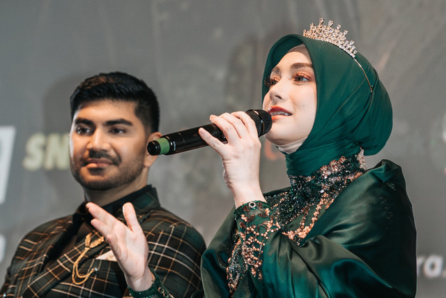 Celine Evangelista dalam konferensi pers film Penunggu Rumah: Buto Ijo. Foto: Dok: Istimewa 