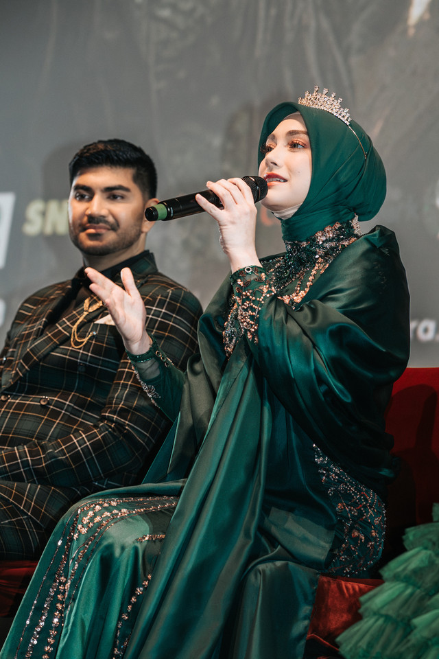 Celine Evangelista dalam konferensi pers film Penunggu Rumah: Buto Ijo. Foto: Dok: Istimewa 