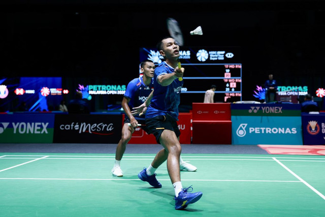 Fajar Alfian/Muhammad Shohibul Fikri di Malaysia Open 2026. Foto: PBSI