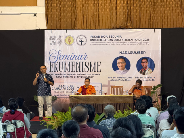 Seminar Ekumenisme di Gereja Kristus Raja Baciro, Kamis (8/1). Foto: Danang Bakti K