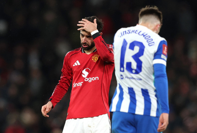 Manchester United (MU) vs Brighton & Hove Albion dalam laga Ronde 3 Piala FA 2025/26 di Stadion Old Trafford pada Minggu (11/1) malam WIB. Foto: REUTERS/Scott Heppell