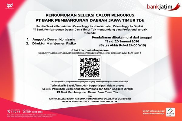 Bank Jatim buka lowongan untuk komisaris dan direksi. Foto: Dok. Bank Jatim