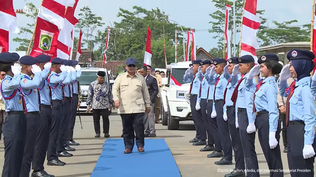 Presiden Prabowo hadir pada acara peresmian SMA Taruna Nusantara Kampus Malang, pada Selasa (13/1/2026). Foto: Youtube/@Sekretariat Presiden