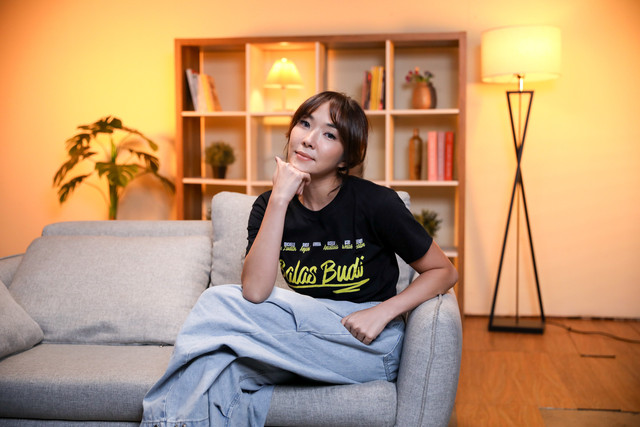 Pemeran film Balas Budi, Gisella Anastasia saat berkunjung ke kantor kumparan, Jakarta, Selasa (13/1/2026). Foto: Syawal Febrian Darisman/kumparan
