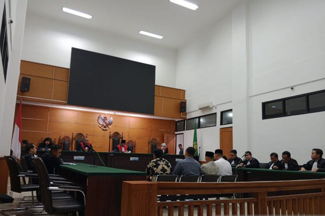 Suasana sidang pembacaan putusan di Pengadilan Tipikor Serang, Banten, Selasa (13/1/2026). (ANTARA/Desi Purnama Sari)