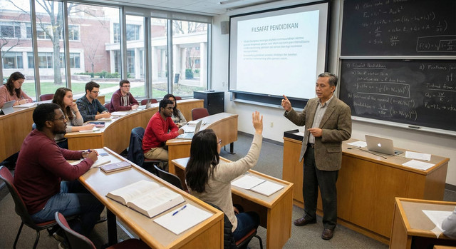 Ilustrasi proses belajar-mengajar di perguruan tinggi (Sumber: Gemini AI)