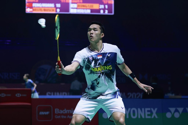 Jonatan Christie dalam pertandingan India Open 2026. Foto: PBSI