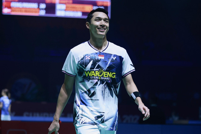 Jonatan Christie dalam pertandingan India Open 2026. Foto: PBSI