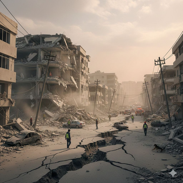 Ilustrai kejadian gempa besar (sumber Gemini AI)