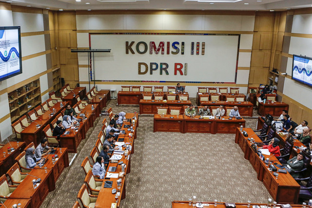 Suasana Rapat Dengar Pendapat (RDP) Komisi III DPR dengan Badan Keahlian DPR di Kompleks Parlemen, Senayan, Jakarta, Kamis (15/1/2026). Foto: Asprilla Dwi Adha/ANTARA FOTO