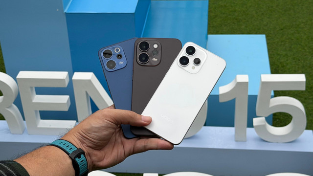 Oppo Reno 15 F, Reno 15 Pro Max, dan Reno 15 5G. Foto: Muhammad Fikrie/kumparan