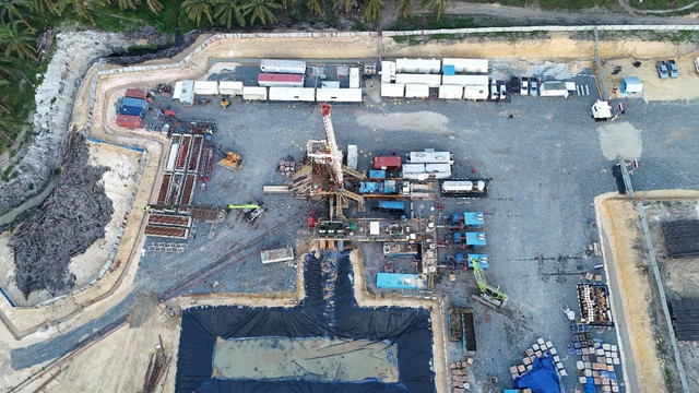 Foto udara lokasi PT Pertamina Hulu Rokan (PHR) temukan cadangan hidrokarbon di Sumur Mustang Hitam (MTH)-001, Blok Rokan. Foto: Dok. PHR 