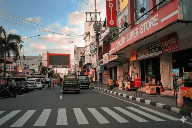 Selalu ada alasan untuk kembali ke Jalan Dhoho. Bukan hanya tentang keramaiannya, tapi tentang memori yang bersembunyi di balik lampu-lampu jalan dan deretan pertokoan tua. Ilustrasi: AI