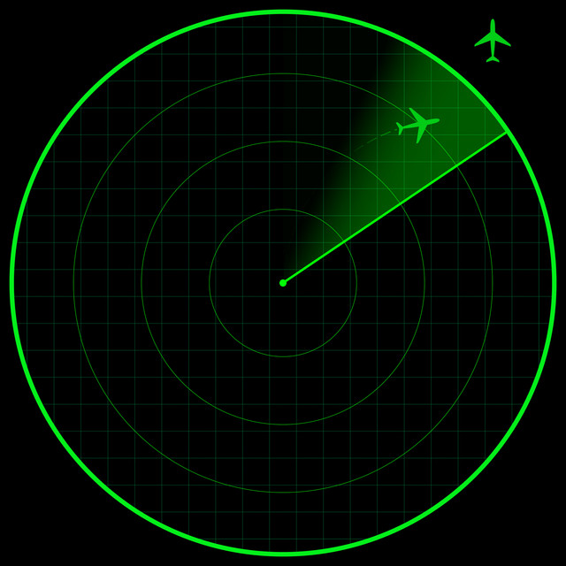 Ilustrasi radar pesawat terbang. Foto: vector_IT/Shutterstock