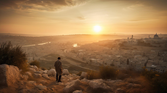 Seseorang menatap kota yang luas dari atas bukit. Foto: Pixabay