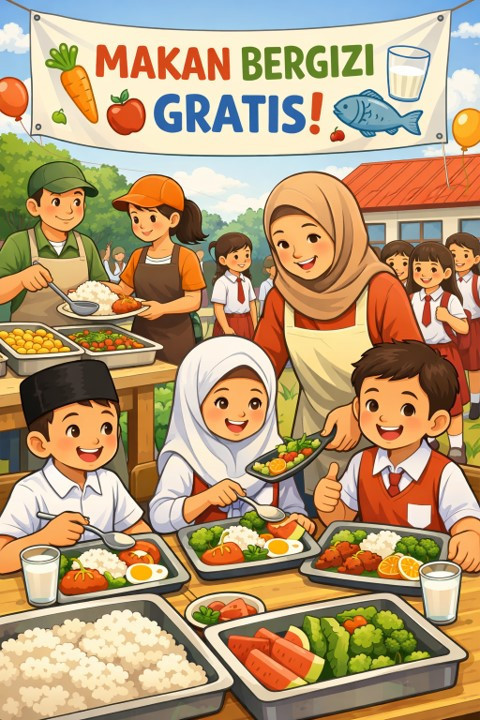 ilustrasi pelaksanaan MBG di sebuah sekolah