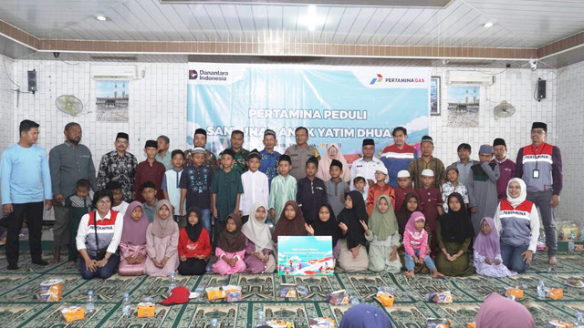 Santunan Anak Yatim dari PERTAGAS bersinergi dengan DT Peduli Riau (Sumber : DT Peduli)