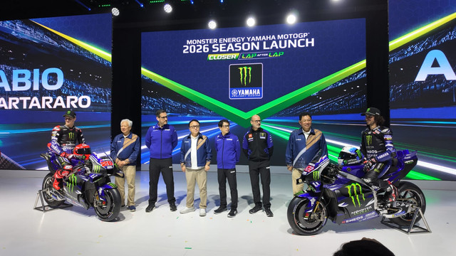 Peluncuran motor baru Yamaha Monster Energy Team untuk MotoGP musim 2026 di Intercontinental, Jakarta Selatan, Rabu (21/1/2026). Foto: Fitra Andrianto/kumparan