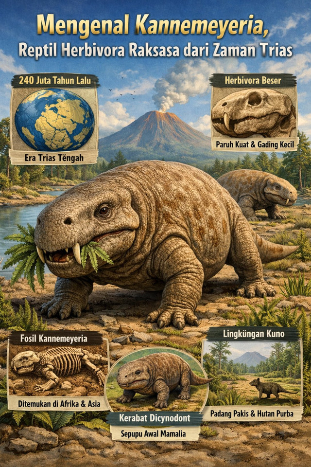 Ilustrasi Kannemeyeria (Sumber Gambar: ChatGPT AI)