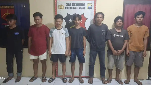 Tampang 7 pemuda di Luwu yang siram air panas ibu dan 3 balita karena masalah motor disenggol. Foto: Dok. Istimewa