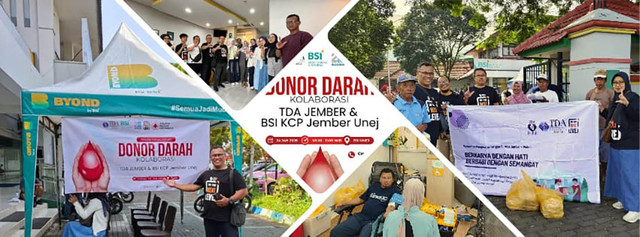 TDA Jember dan BSI KCP Jember Unej Gelar Donor Darah dan Berbagi Nasi Bungkus