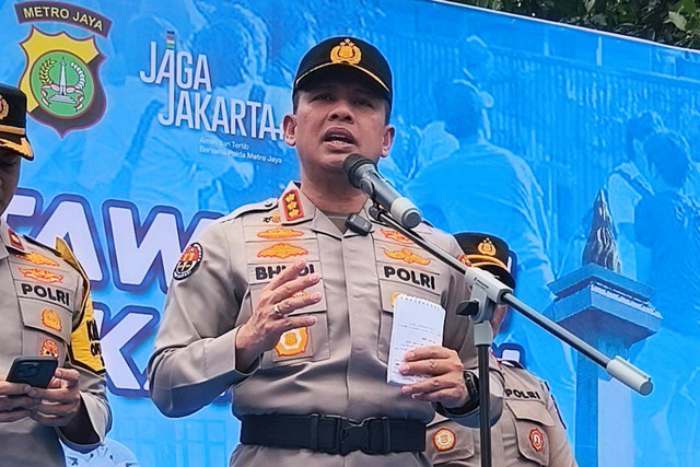 Kabid Humas Polda Metro Jaya, Kombes Pol Budi Hermanto dalam agenda Apel dalam Rangka gelar pasukan Operasi Pekat Jaya 2026 di Polda Metro Jaya, Jakarta, Rabu (28/1/2026). Foto: Jeni Ritanti/kumparan