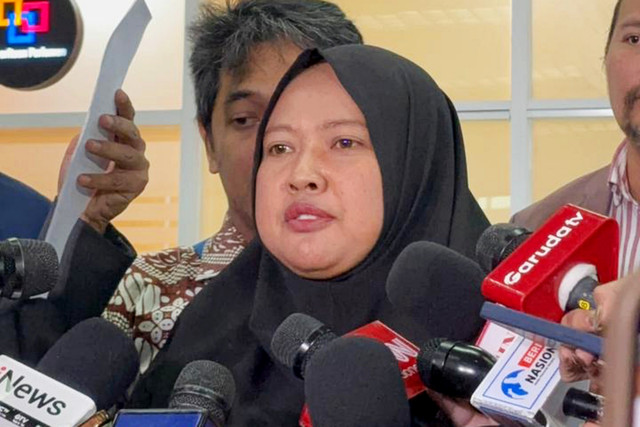 Istri Hogi Miyana, Arsita Miyana, di Gedung DPR RI, Rabu (28/1/2026). Foto: Abid Raihan/kumparan