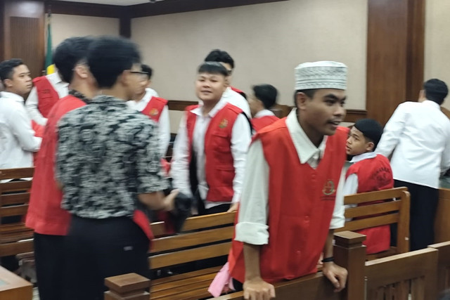 Suasana sidang pembacaan vonis terhadap 21 terdakwa kasus aksi kerusuhan dalam demonstrasi Agustus 2025 lalu di PN Jakarta Pusat pada Kamis (29/1/2025). Foto: Luthfi Humam/kumparan