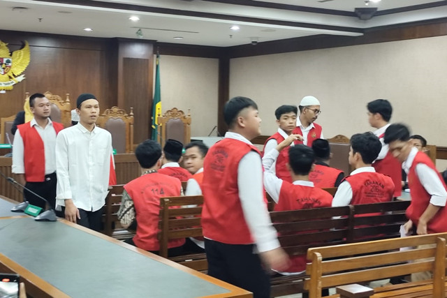 Suasana sidang pembacaan vonis terhadap 21 terdakwa kasus aksi kerusuhan dalam demonstrasi Agustus 2025 lalu di PN Jakarta Pusat pada Kamis (29/1/2025). Foto: Luthfi Humam/kumparan