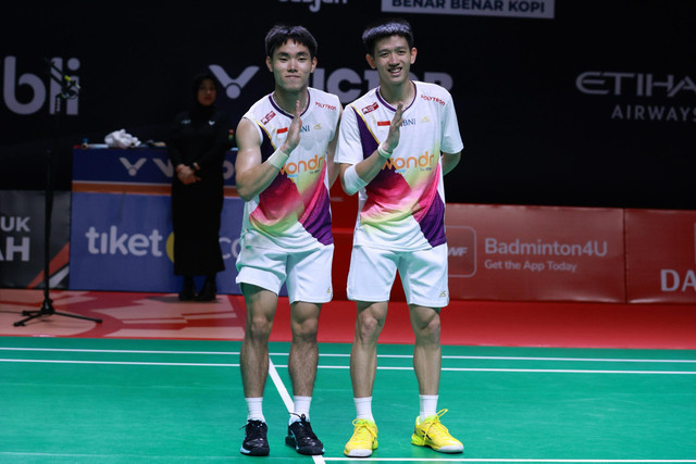 Raymond Indra/Nikolaus Joaquin di Indonesia Masters 2026. Foto: PBSI
