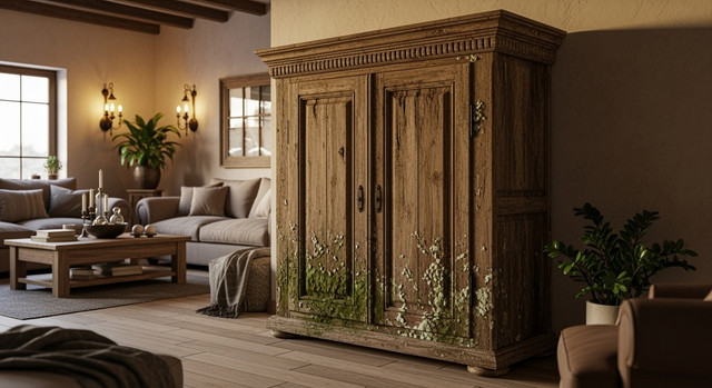 Lemari kayu berjamur. Foto: Shutterstock AI/Shutterstock
